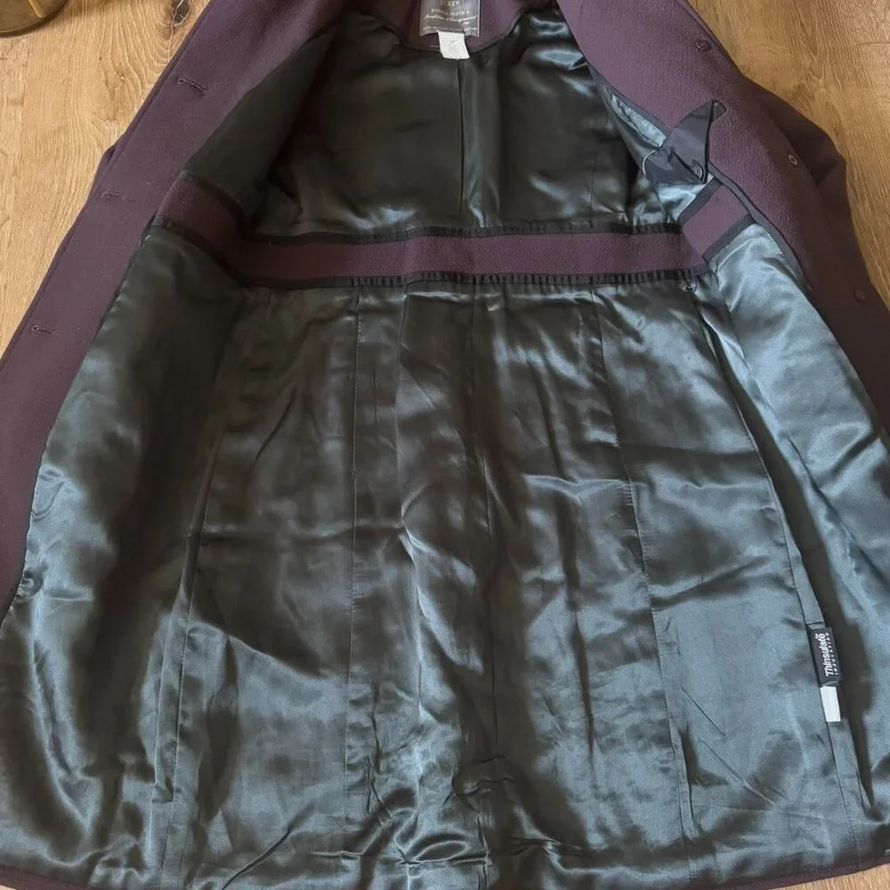 J. Crew Women's Dark Plum Wool Pea Coat - Picture 3 of 6